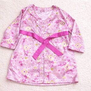 Disney Princess Satin Robe Size 5/6 Pink Fairy Floral EUC